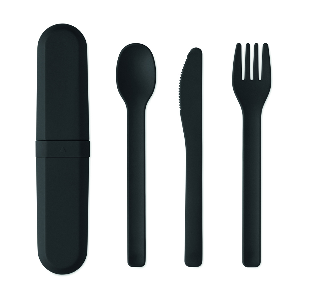 Logo trade advertising products image of: Cutlery set and case in PLA